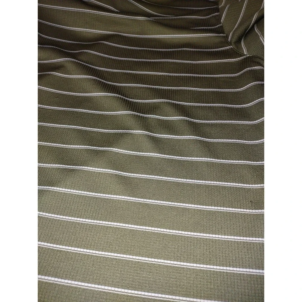 Nike Performance Polo Shirt Men's Large L Green Striped Collar Logo Short Sleeve